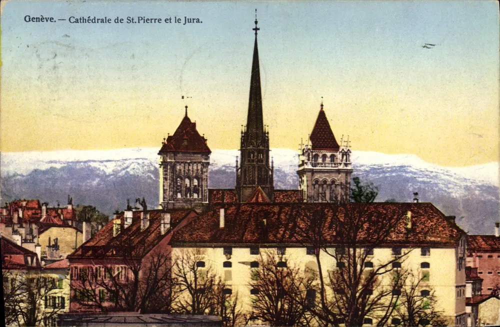 Genf — Kathedrale St. Peter und der Jura — Verlag unbekannt, Serie nicht sichtbar - Vorderseite