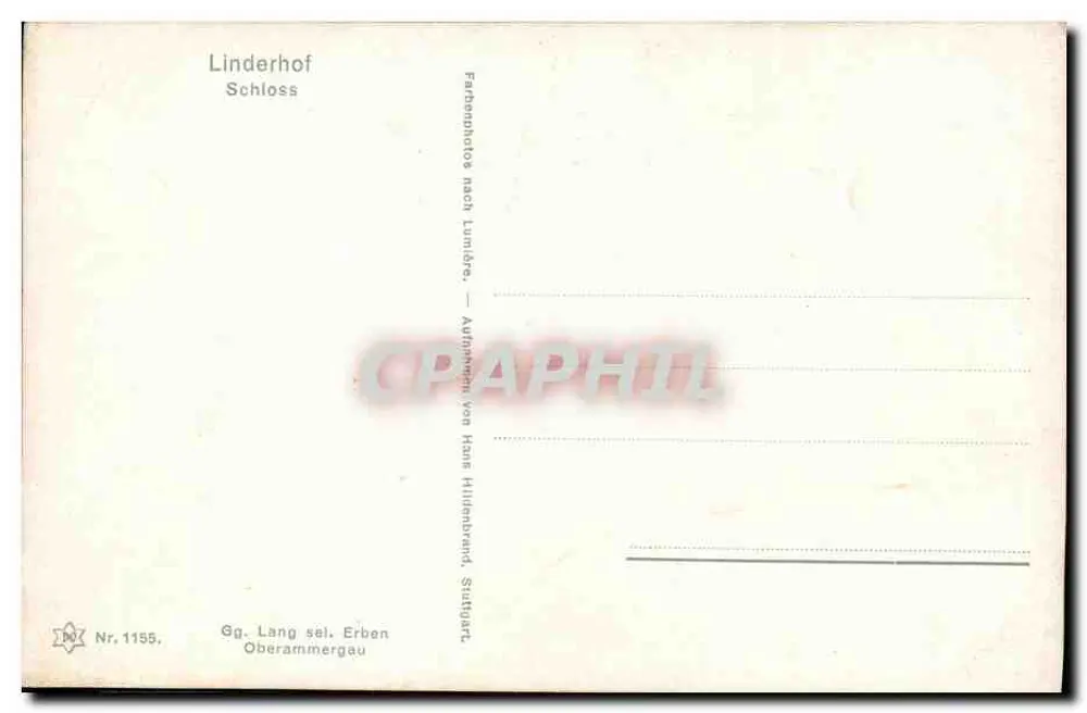 Linderhof — Castelo — Gg. Lang sel. Erben, Stuttgart, n° 1155 - Verso