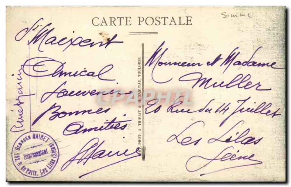 Saint-Maixent — Eingang zur Militärschule und Studierzimmer — Verlag Hébert & Simon, Lib. Journaux - Rückseite