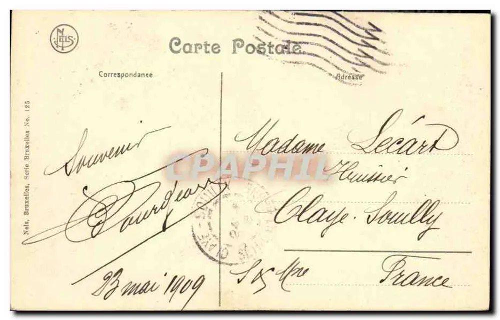 Bruxelas - Praça do Sablon — editor N. Lils, série 125 - Verso