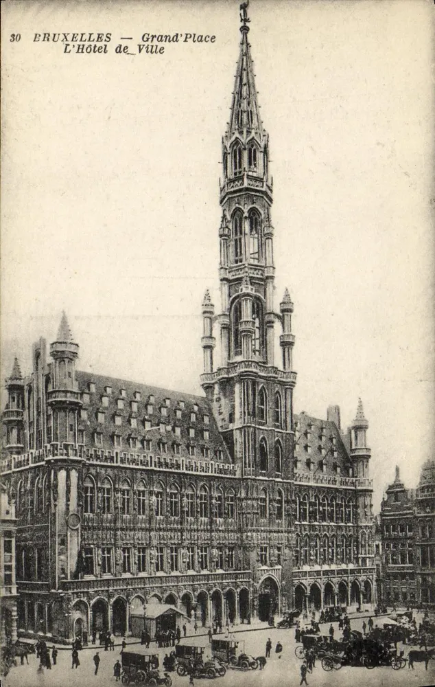 Brüssel — Grand'Place — Rathaus - Vorderseite