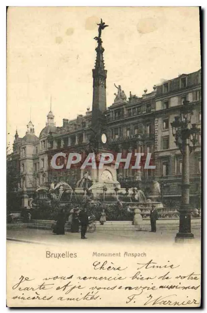 Bruxelas — Monument Anspach — editor anônimo, número de série não visível - Frente