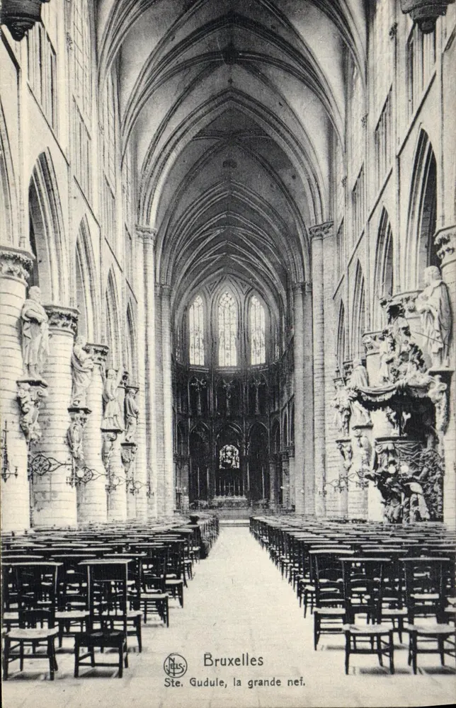 Ste. Gudule, a grande nave — Bruxelas — Nels, Série Bruxelas No. 164 - Frente