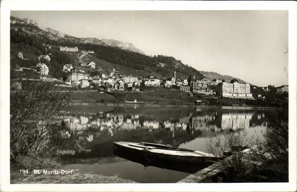 St. Moritz-Dorf — vista do lago e das montanhas — SPINI & BUI PHOTO-VERLAG ST. MORITZ - Frente