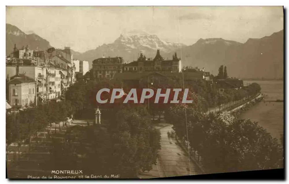 Montreux — Platz der Rouvenaz und der Dent du Midi — Éditions de la Poste - Vorderseite