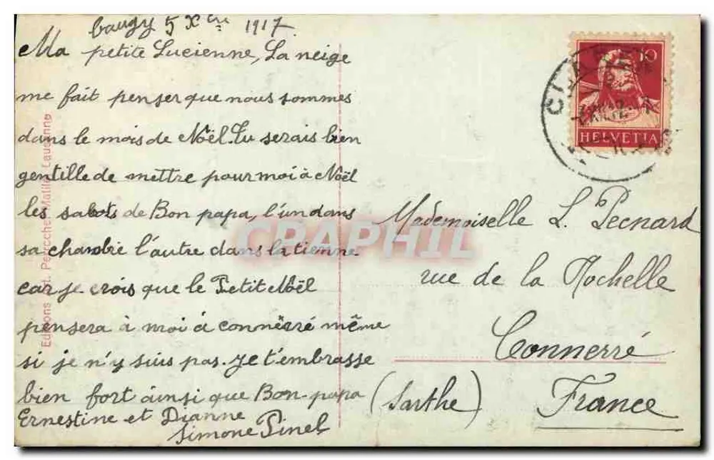Montreux — Platz der Rouvenaz und der Dent du Midi — Éditions de la Poste - Rückseite