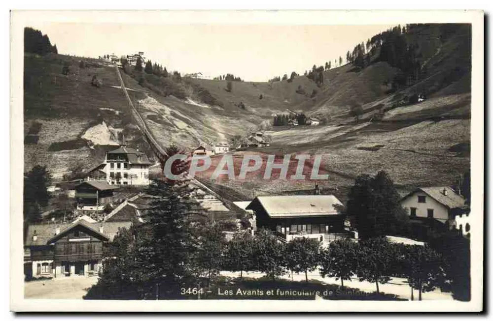 Les Avants i funikular Sunlar — Société Graphique Neuchâtel, nr 3464 - Awers