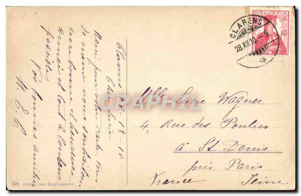 Caux e i Rochers de Naye — Edizione Louis Burgy Lausanne, n°426 - Verso
