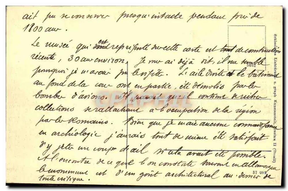 Trier — Museu Provincial com avenida — editor Schönherr & Graph. Kunstverlag II (Trier) - Verso
