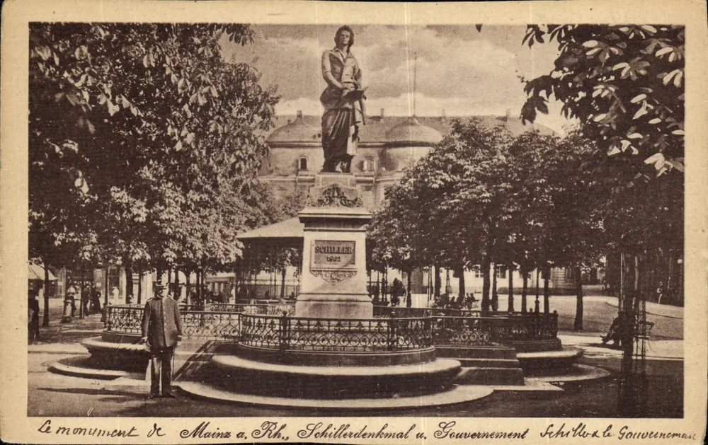 Monumento Schiller em Mainz — Monumento Schiller e Governo — editor Graphil, série 289 n°4 - Frente