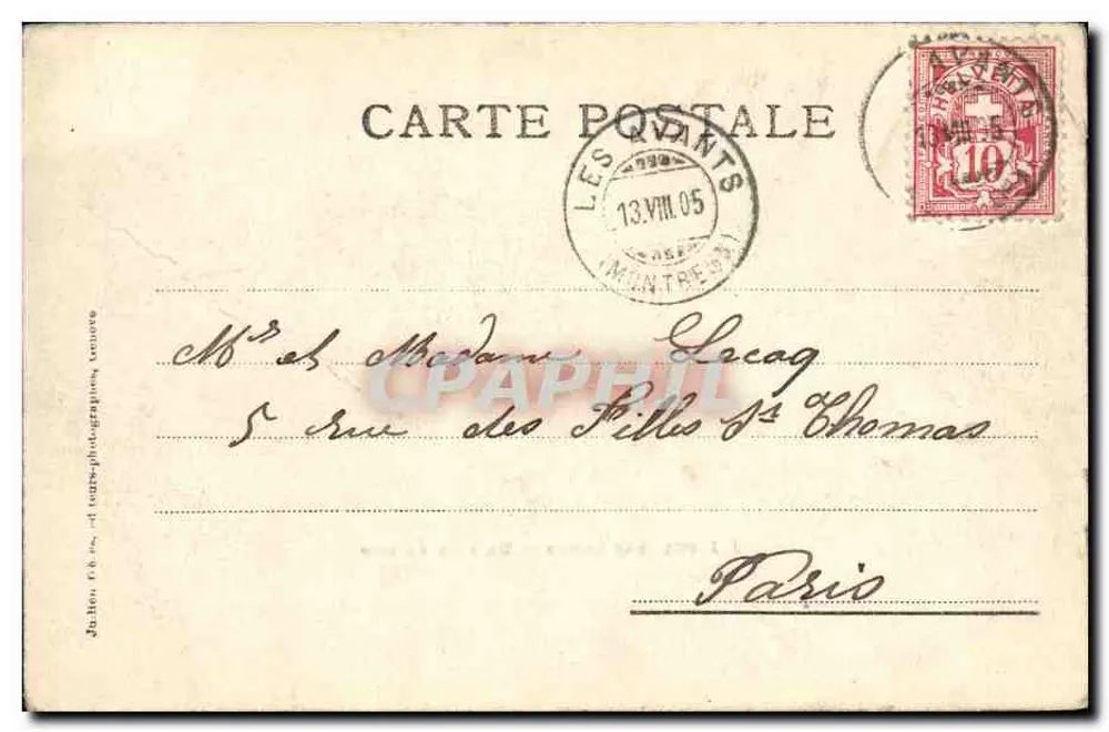Lago Léman — Um vento forte — J.J. 1931 - Verso