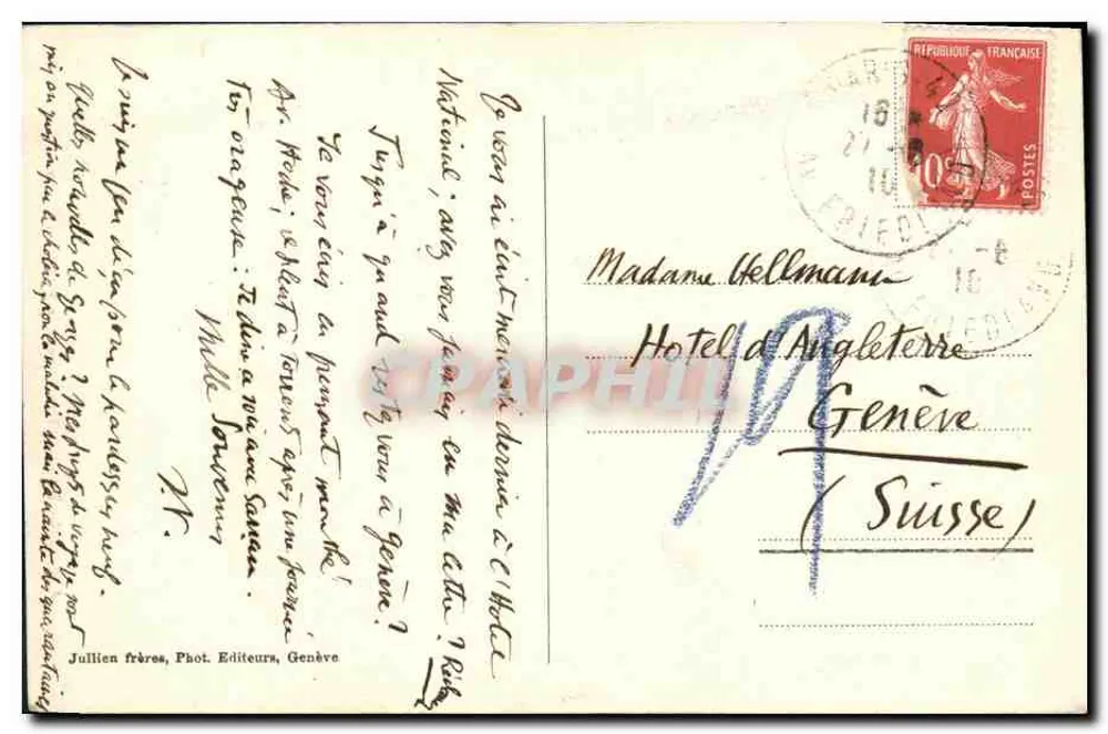 Territet-Montreux Aussicht von Glion — J. J. 6797 — Jullien frères, Genf - Rückseite