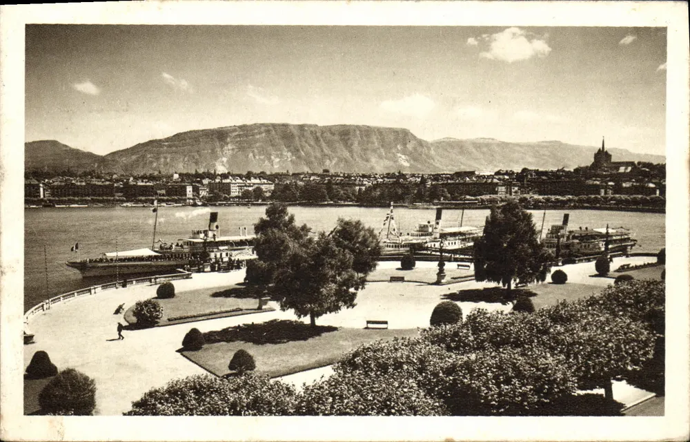 Genf – Quai du Mont-Blanc und die Stadt — Foto. Verlag O. Sartori, Genf, Nr. 1030 - Vorderseite