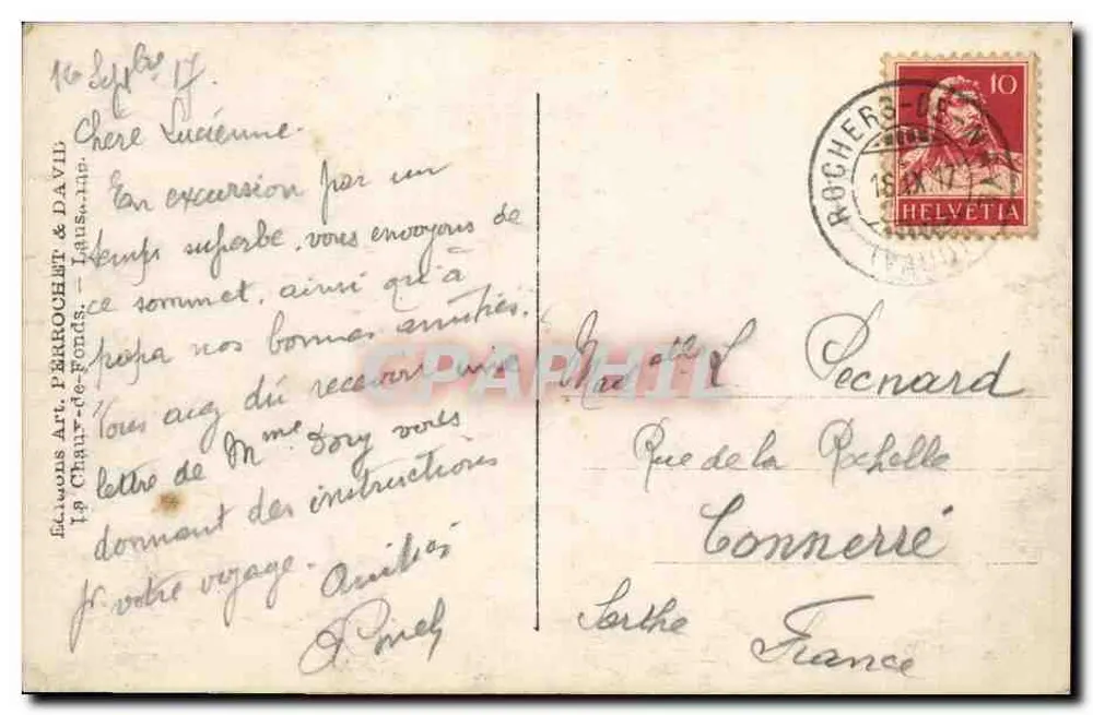 Rochers de Naye, O Cume Alt. 2045 — editor Edições Art. Pérrochet & David - Verso