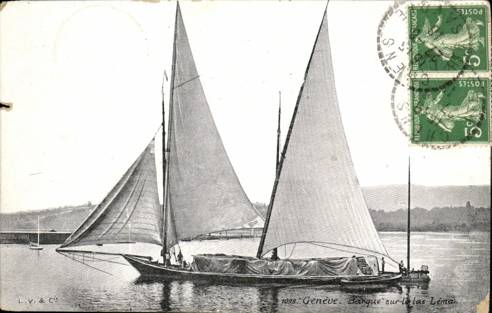 Geneve — Barque sur les Lema — L.V. & Cie - Frente