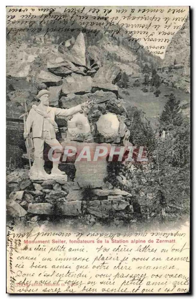 Monument Seiler, Gründer der alpinen Station Zermatt — Verlag: Union postale universelle - Vorderseite