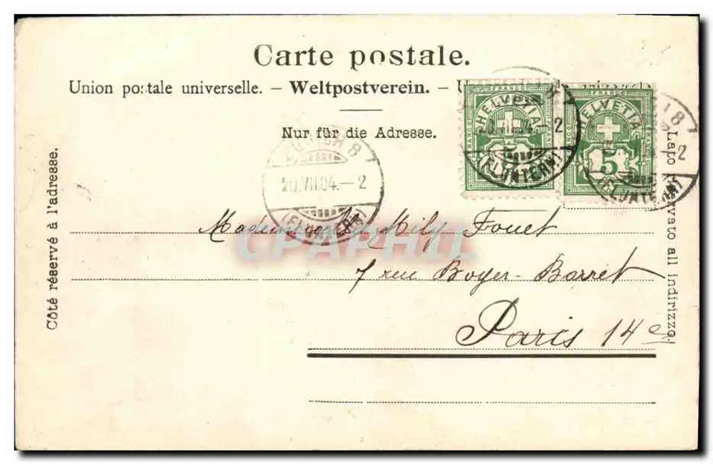Monument Seiler, Gründer der alpinen Station Zermatt — Verlag: Union postale universelle - Rückseite