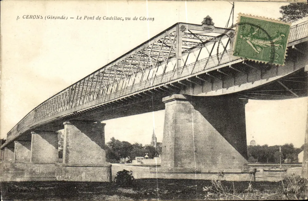 Cérons (Gironde) — O Pont de Cadillac, visto de Cérons — Editor: G. Lefebvre, n°3 - Frente