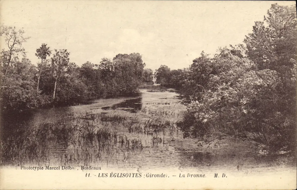 Les Églisottes (Gironde) — La Dronne — Fototypie Marcel Delbo, Bordeaux, n°44 - Voorkant