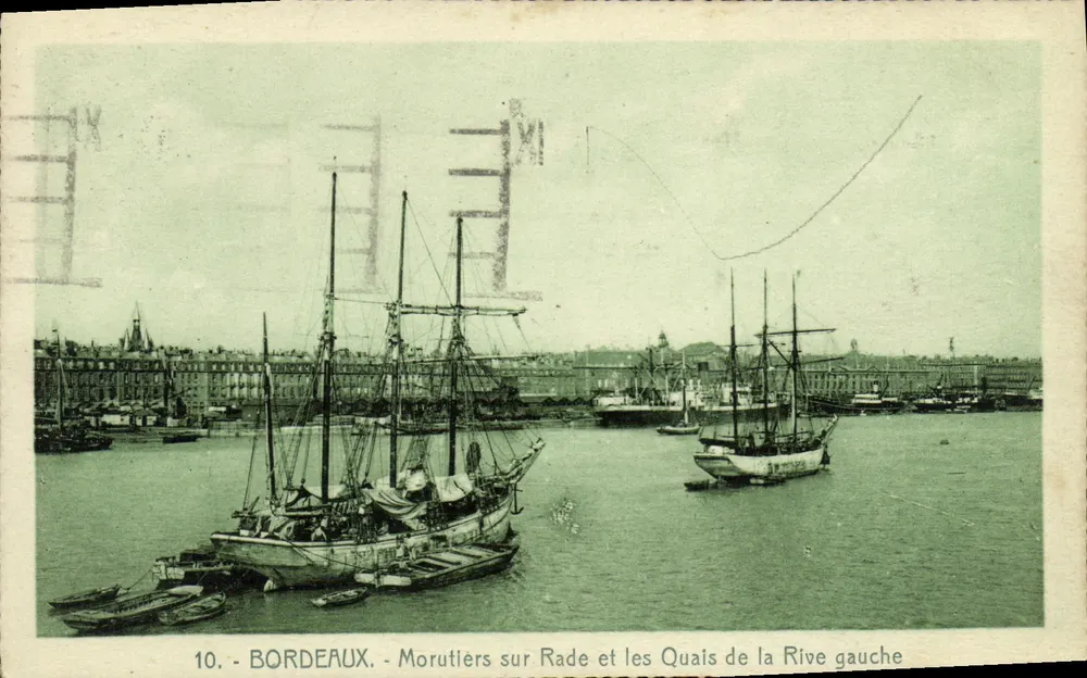 Bordeaux - Morutiers auf der Werft und die Uferpromenade der linken Seite — Verlag unbekannt, Nr. 10 - Vorderseite