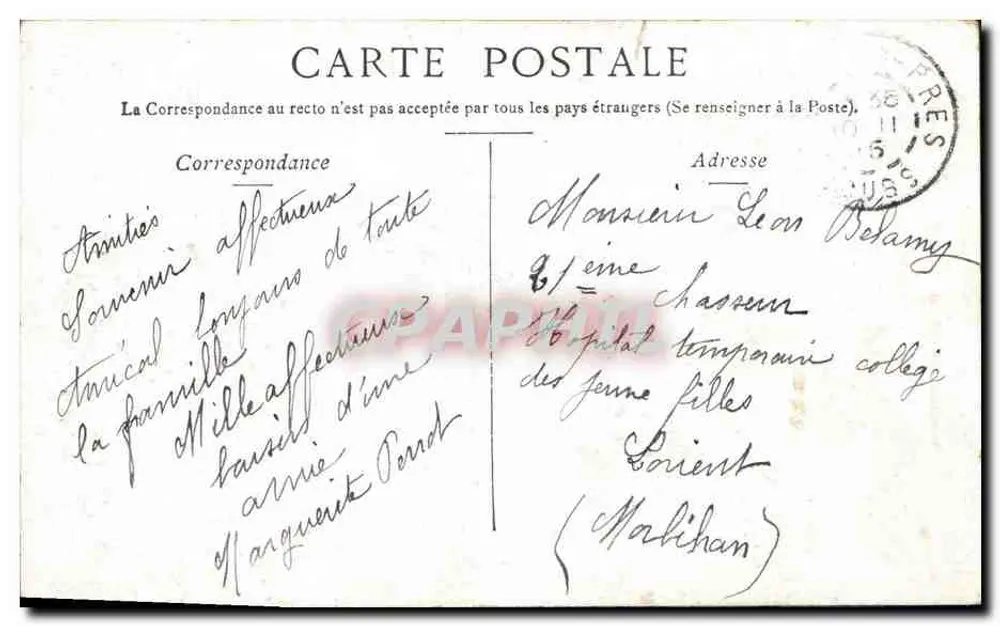 Bordeaux - Torre St. Michel — vista da flecha gótica com inscrição e selo - Verso