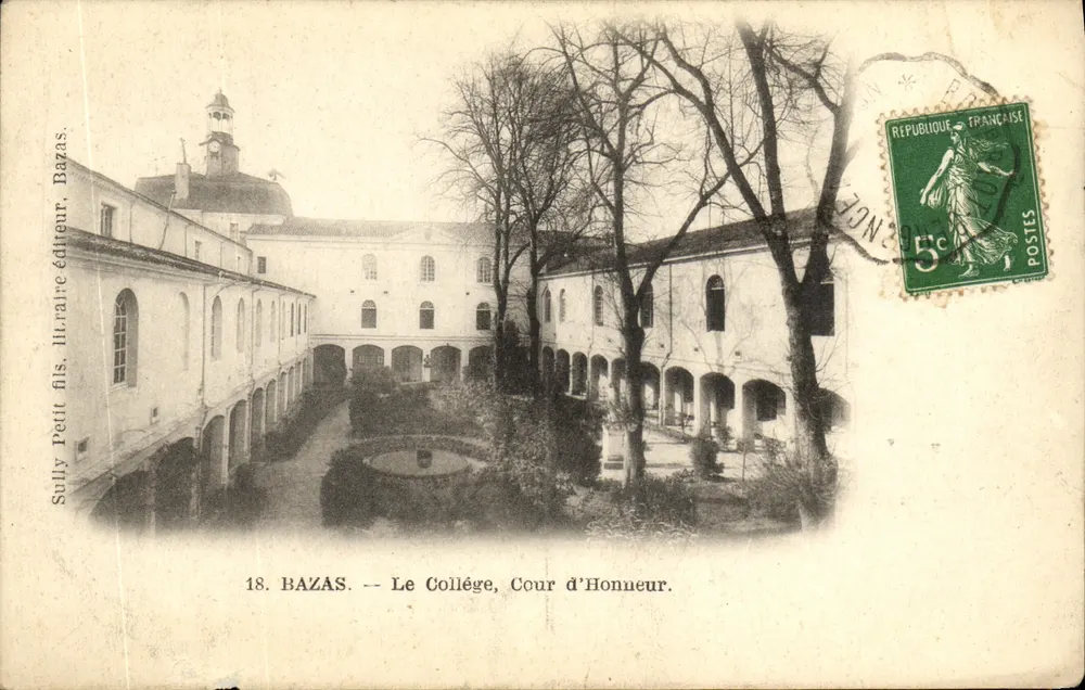 Bazas — O Colégio, Cour d'Honneur — Sully Petit fils, editor, n°18 - Frente