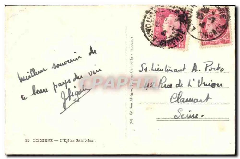 Libourne — Katedra św. Jana — Wydawnictwo Allegre, nr 35 - Rewers
