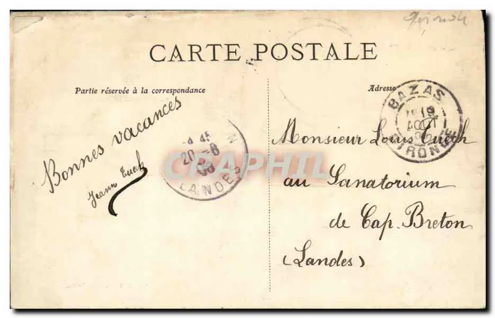 Le Bazadais — Château d'Arbieu — Sality Patii fils, édit., Bormes - Verso