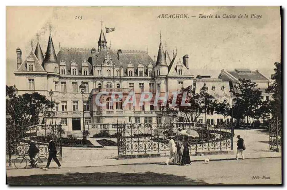 Arcachon — Entrada al Casino de la Playa — ND-Phos, n° 113 - Anverso