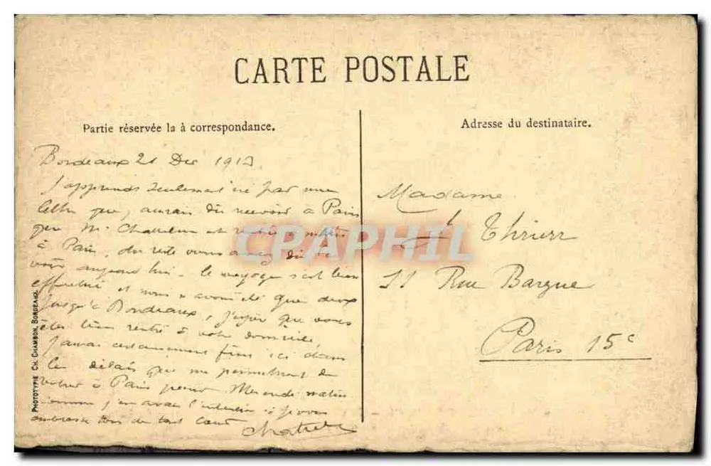 Kabaret Ramponneau — Muzeum w Bordeaux — C. C. - Rewers