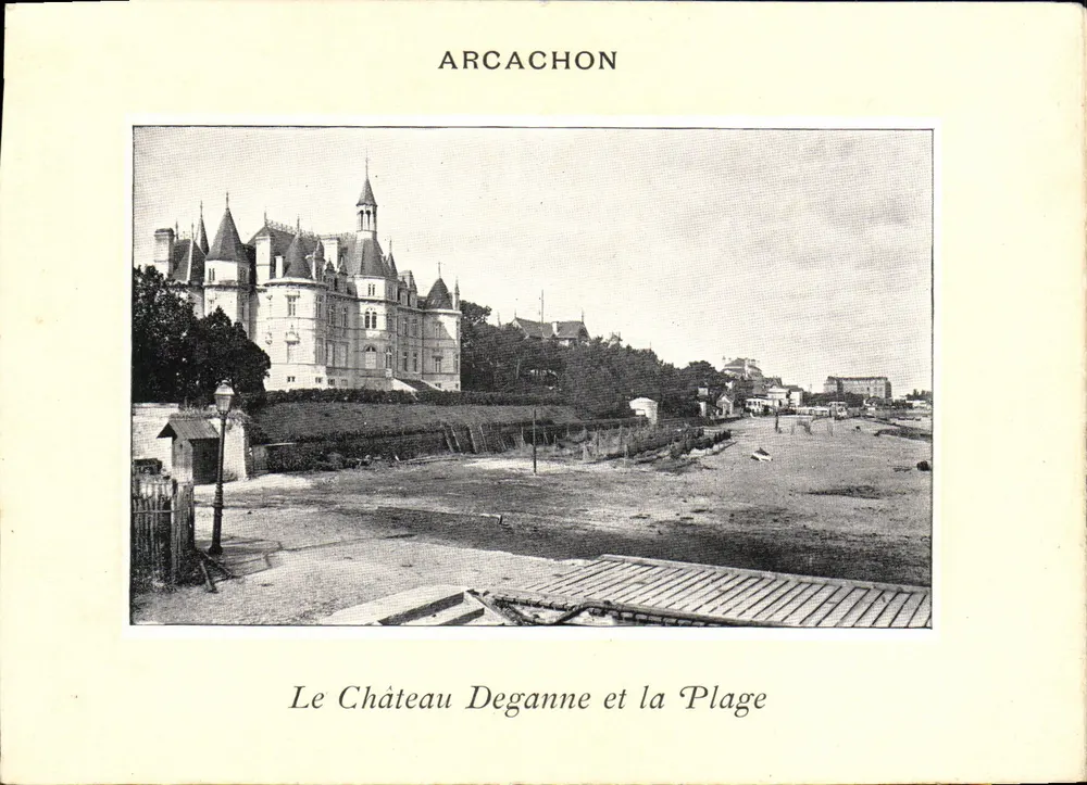 Arcachon — Schloss Deganne und der Strand — unbekannter Verleger - Vorderseite