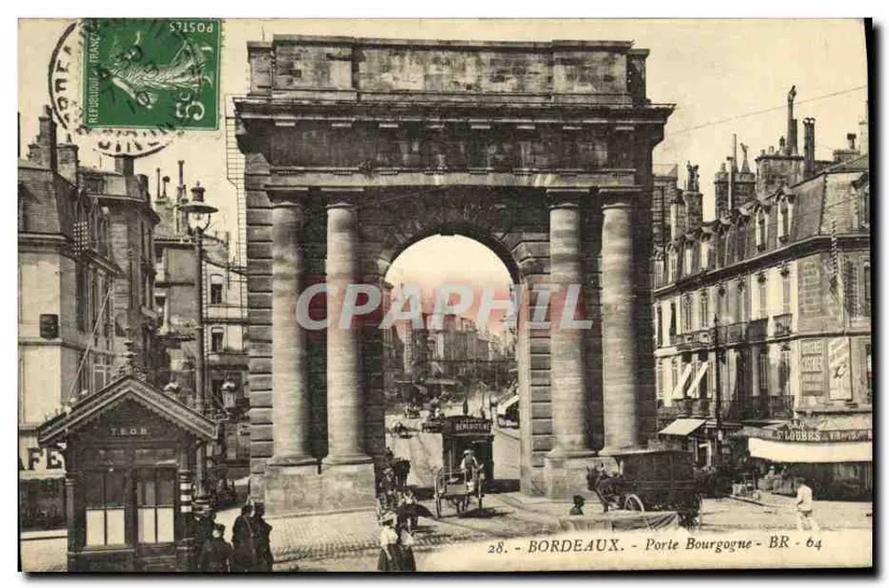 Bordeaux - Porta da Borgonha — editor C. F. Cloubs, n° 28 - Frente