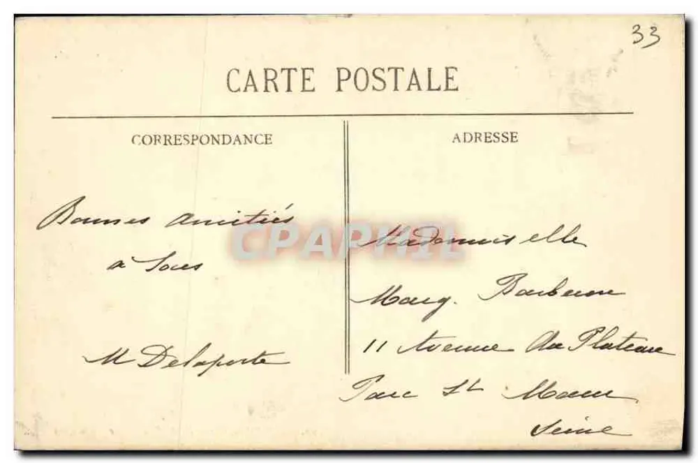 Bordeaux - Porta da Borgonha — editor C. F. Cloubs, n° 28 - Verso