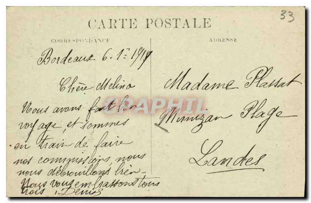 Bordeaux — Praça Bourgogne — C.B - Verso