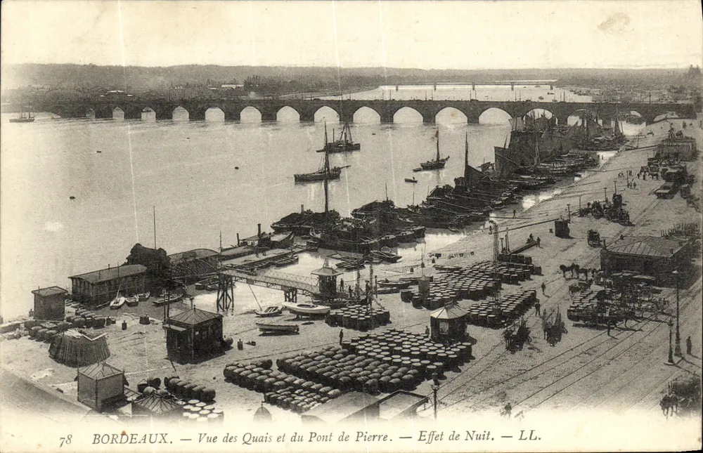 Bordeaux — Ansicht der Quais und des Pont de Pierre — Effet de Nuit — LL. n°78 - Vorderseite