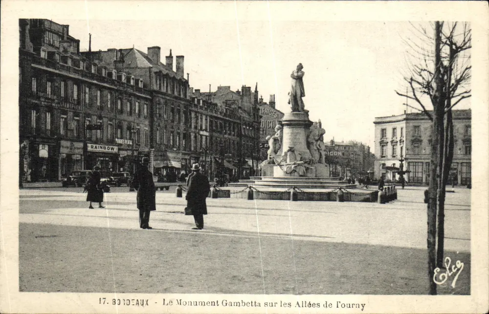 Bordeaux - Das Gambetta-Denkmal auf den Allées de Tourny — Verlag E. Leg, Nr. 17 - Vorderseite