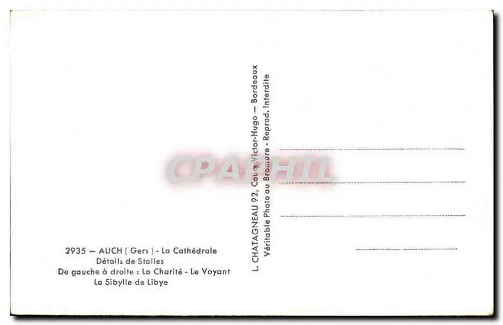 Auch (Gers) - Catedral — Detalhes de bancos — L. Chatagneau 92 - Verso