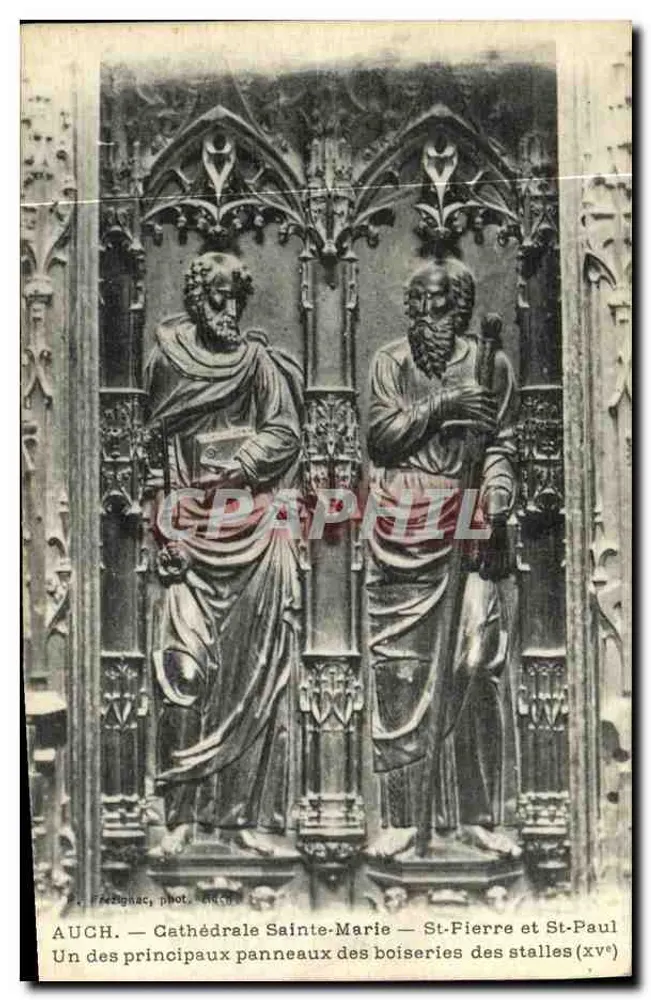 Auch — Kathedrale Sainte-Marie — Panels der Holzschnitzereien der Bänke (15. Jahrhundert) — Féezgnac, Foto 1900 - Vorderseite
