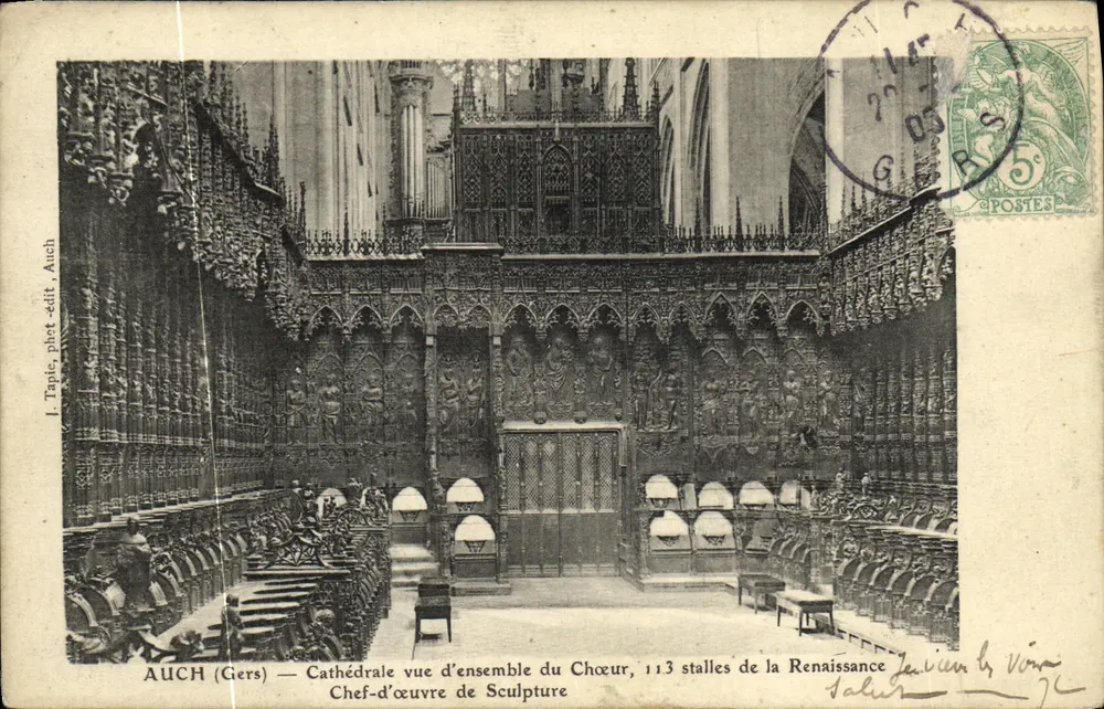 Auch (Gers) — Ansicht des Kathedralchoirs, 113 Renaissance-Stühle — I. Tapie, Foto-Verlag, Auch - Vorderseite