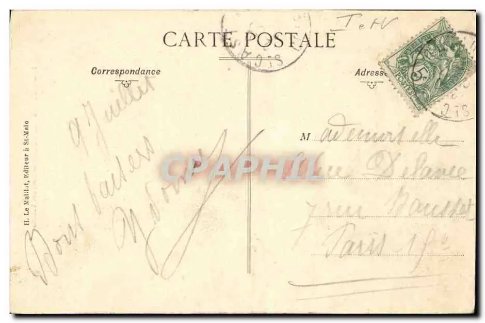 Costa da Esmeralda — O Forte Lalatte — H. Le Matia, editor em St-Malo, n° 1100 - Verso