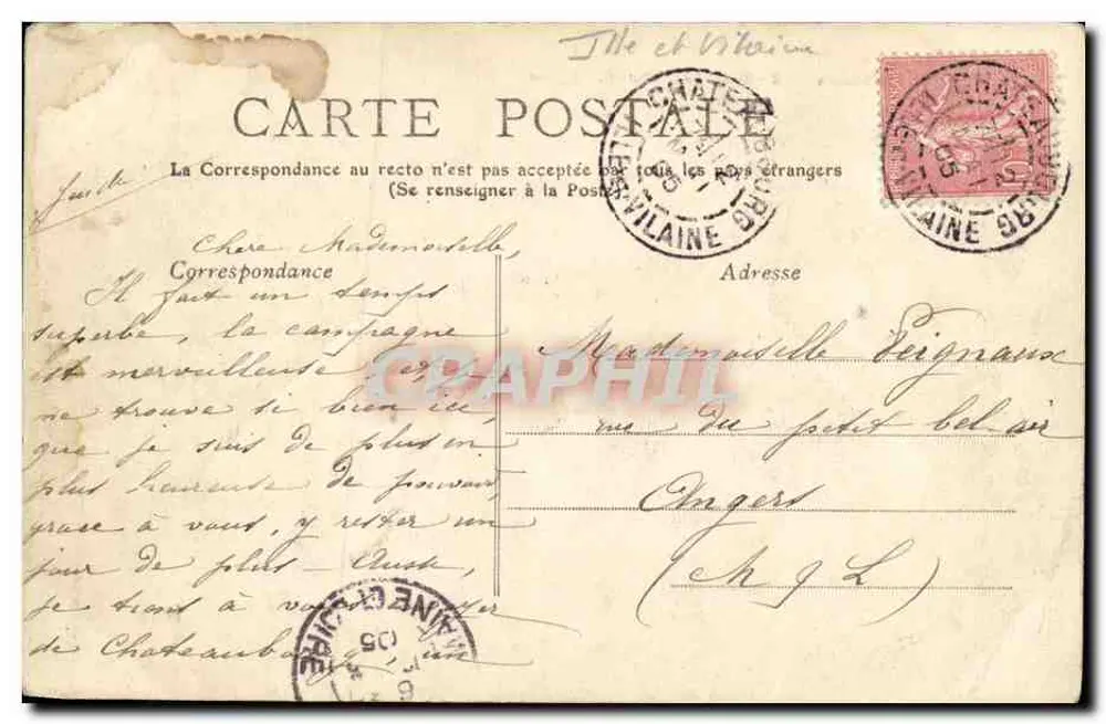 Châteaubourg, a Igreja — Ille-et-Vilaine — editor não identificado, n° de série 2 - Verso