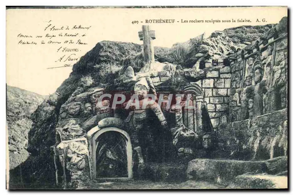 Rothéneuf — Die gemeißelten Felsen unter dem Abhang — A.G. n°409 - Vorderseite