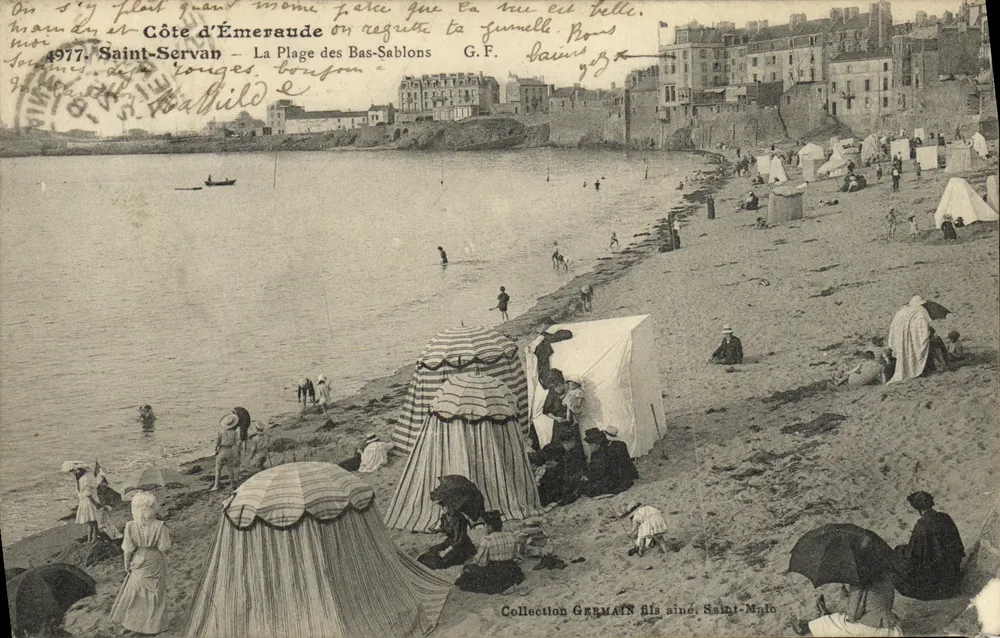 Saint-Servan — A Praia dos Bas-Sablons — G.F. Baudil — Coleção GERMAIN filho mais velho, Saint-Malo - Frente