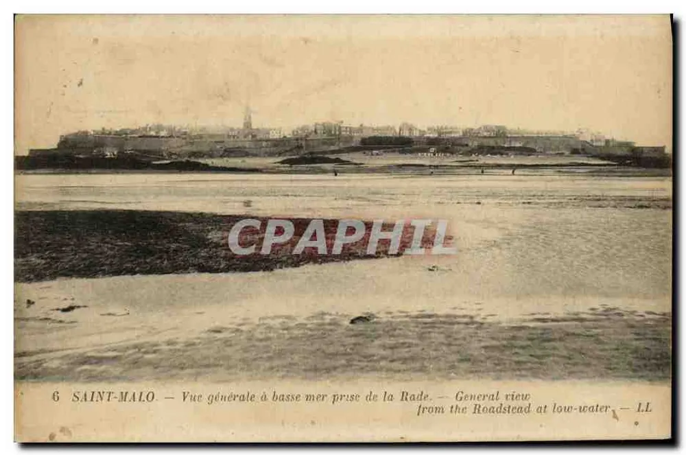 SAINT-MALO — Allgemeiner Blick bei Niedrigwasser vom Hafen aus — LL - Vorderseite