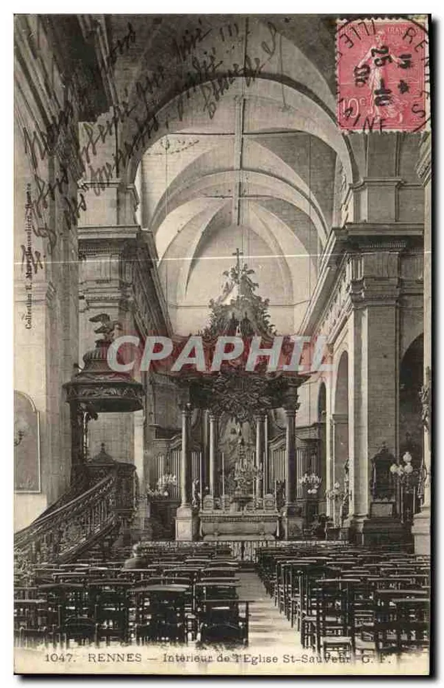 Rennes — Innenansicht der Kirche St-Sauveur — G.F. — Sammlung E. Maurel - Vorderseite
