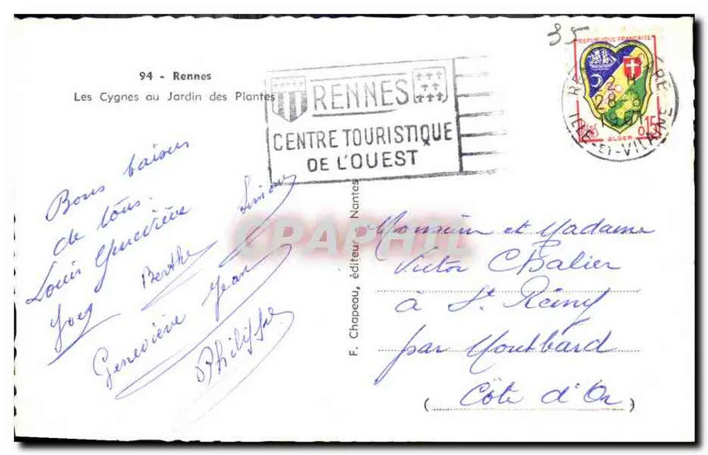 Die Schwäne im Jardin des Plantes — Rennes — Verlag F. Chapeau, n°94 - Rückseite