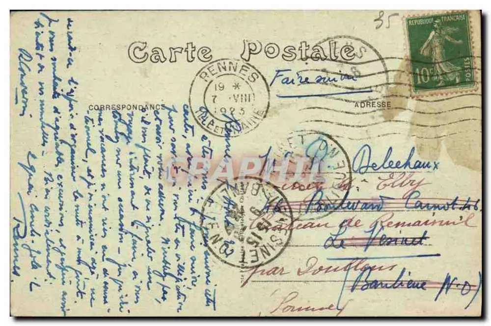 Rennes — Die Fakultät für Naturwissenschaften und der Pont St-Georges — E. Mary, Verlag Rouscellière, Rennes - Rückseite