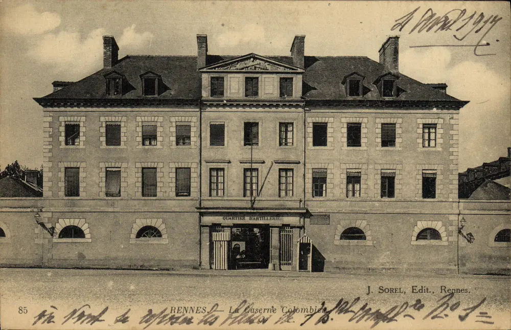 Rennes — La Caserne Colombier — Artillerieviertel — J. Sorel, Verlag, Rennes - Vorderseite