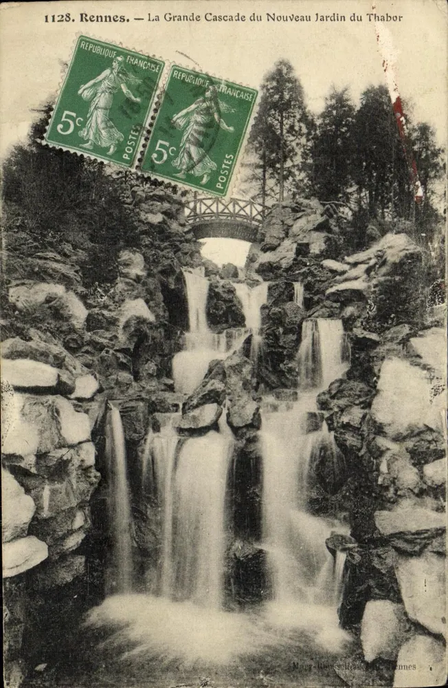 Rennes — Die Große Wasserfall des neuen Gartens von Thabor — Verleger Druck auf der Karte Nr. 1128 - Vorderseite
