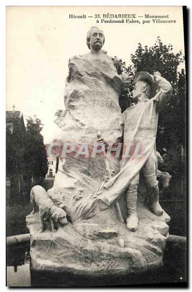 Bédarieux — Denkmal für Ferdinand Fabre, von Villeneuve — Hérault - Vorderseite